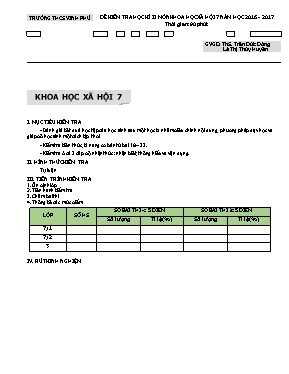 Đề kiểm tra học kì II môn Khoa học xã hội lớp 7 - Năm học 2016-2017 - Trường THCS Vinh Phú